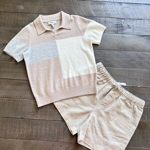 Bundle of REISS open collar polo shirt and linen shorts